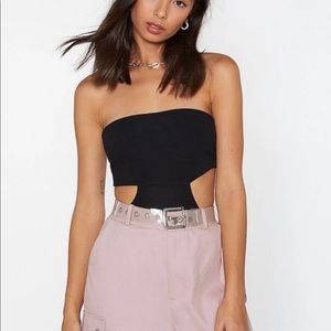 cut-out ribbed bodysuit